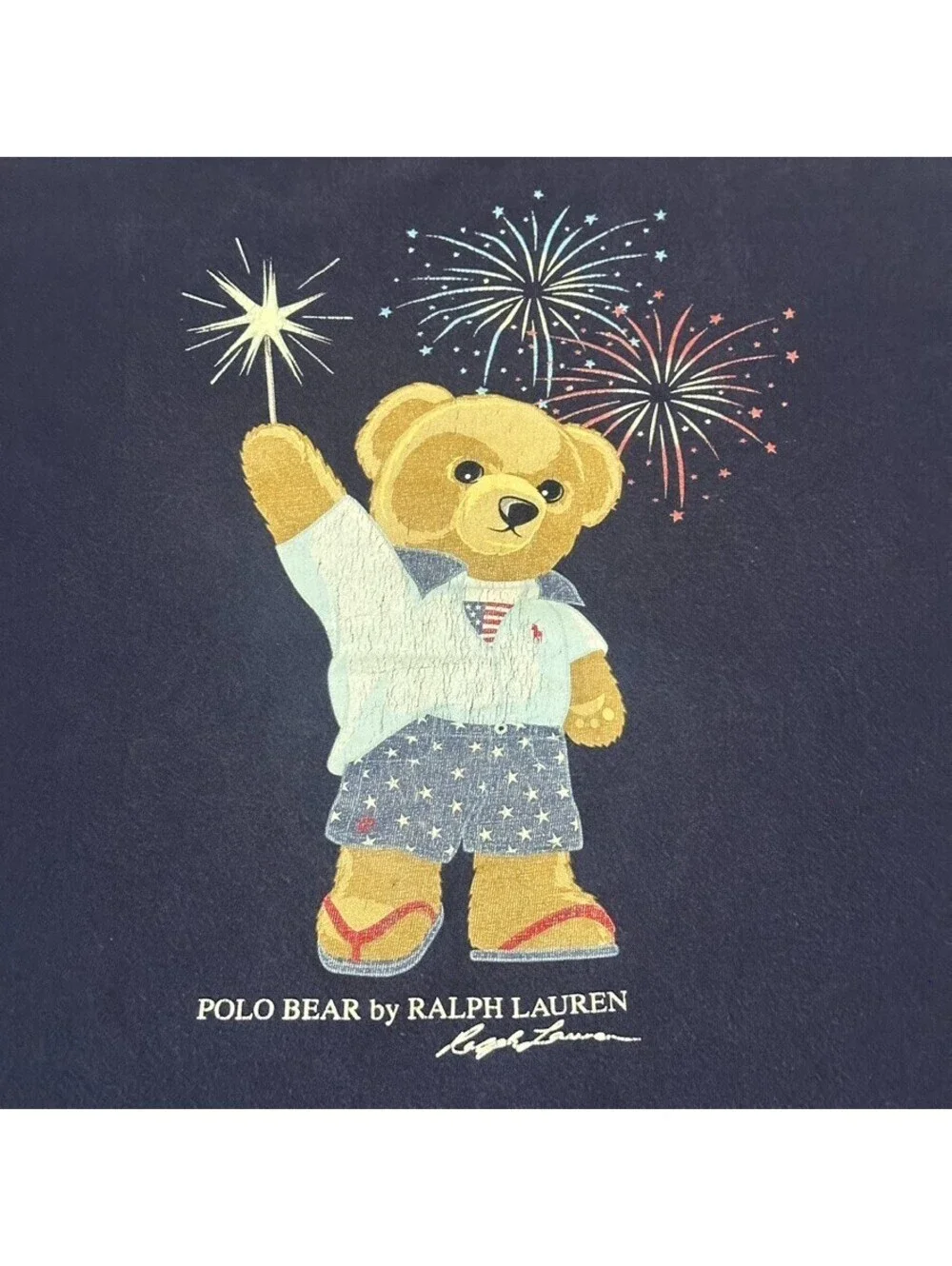 Polo Ralph Lauren Holiday Bear Glow In The Dark T Shirt USA America Large 14-16